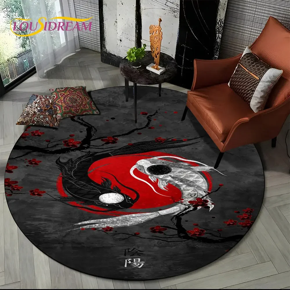 3D Chinese Tai Chi Bagua Yin Yang Round Area Rug Carpet for Living Room Bedroom Sofa Playroom Decor kids Non-slip Floor Mat