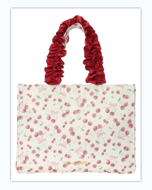 Женская сумка-тоут с бантом и вишней цвет в ассортименте
