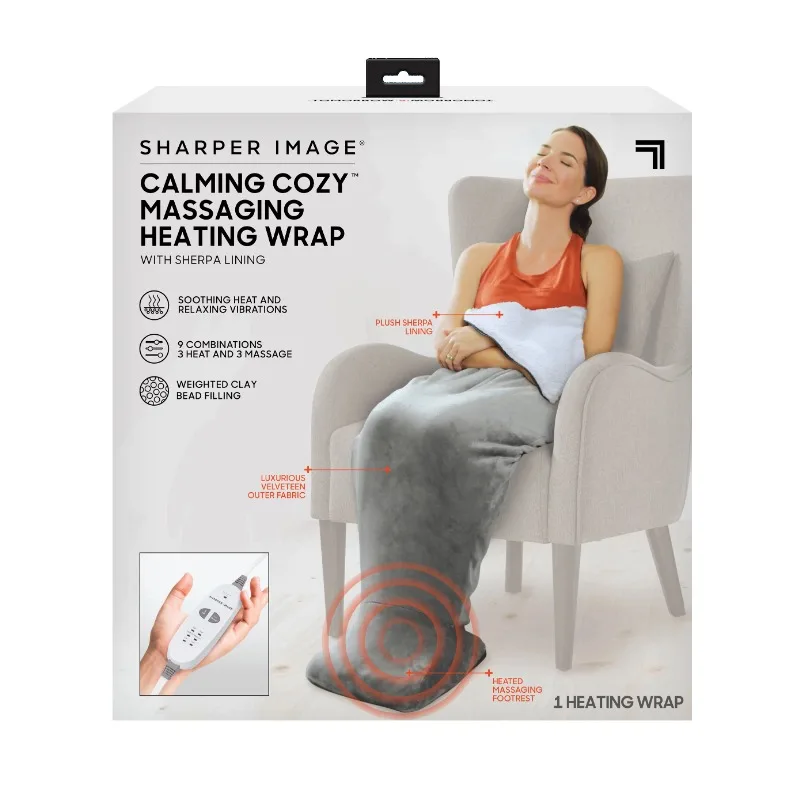 

Sharper Image Calming Cozy Heating Blanket & Massager, Gray