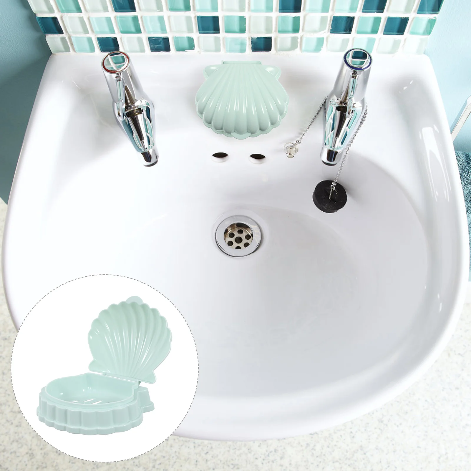 

Soap Holder Dish Tray Shell Box Bathroom Lid Sea Bar Case Draining Drainer Storage Rack Travel Saver Shape Portable Shower