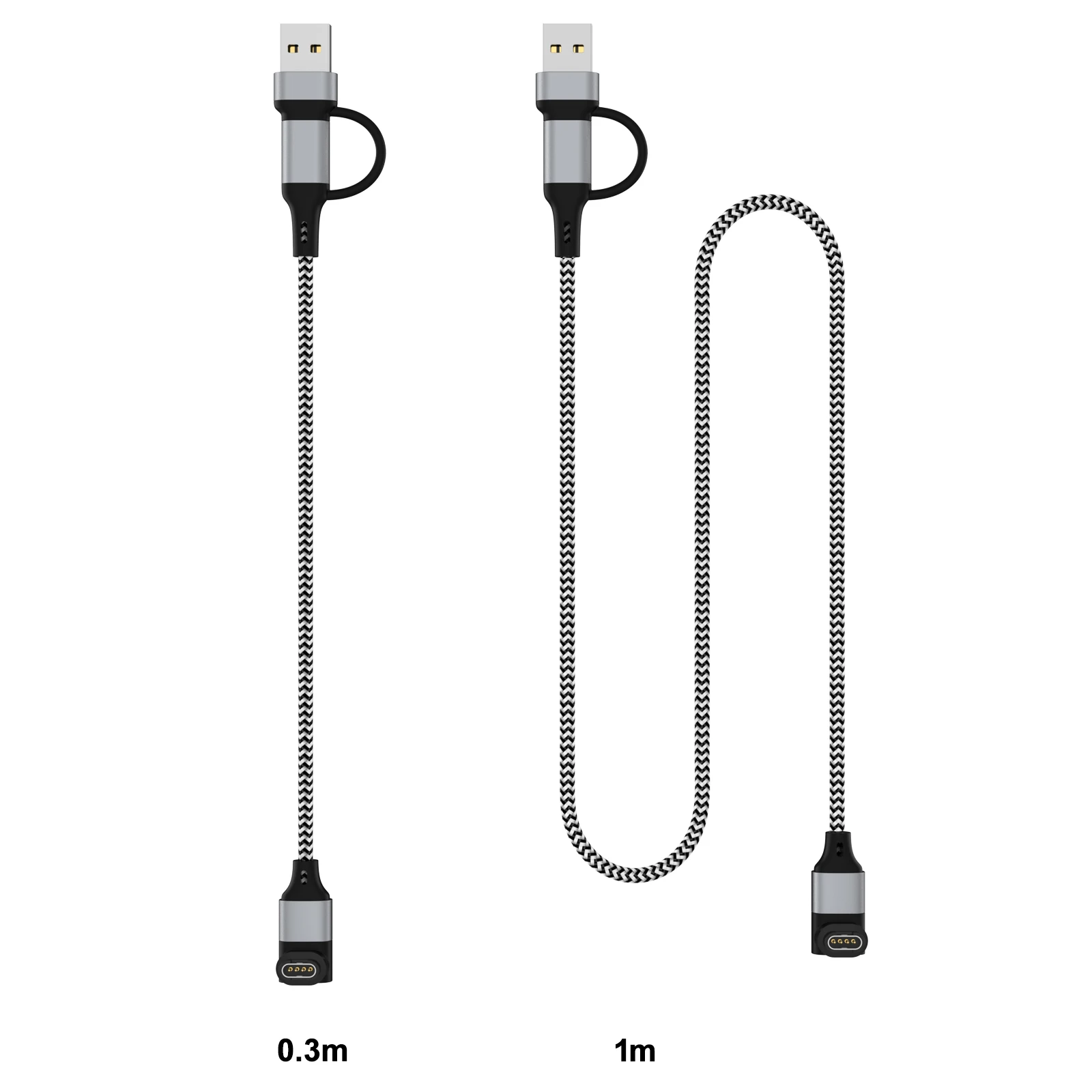 Фото Нейлоновый зарядный кабель USB Type C для Garmin Fenix 8/E/7/6/6X/6S/5X/5/5S Venu2/VenuSq2/3/3S Vivoactive4/4S/3 Approach S70/S62 №1