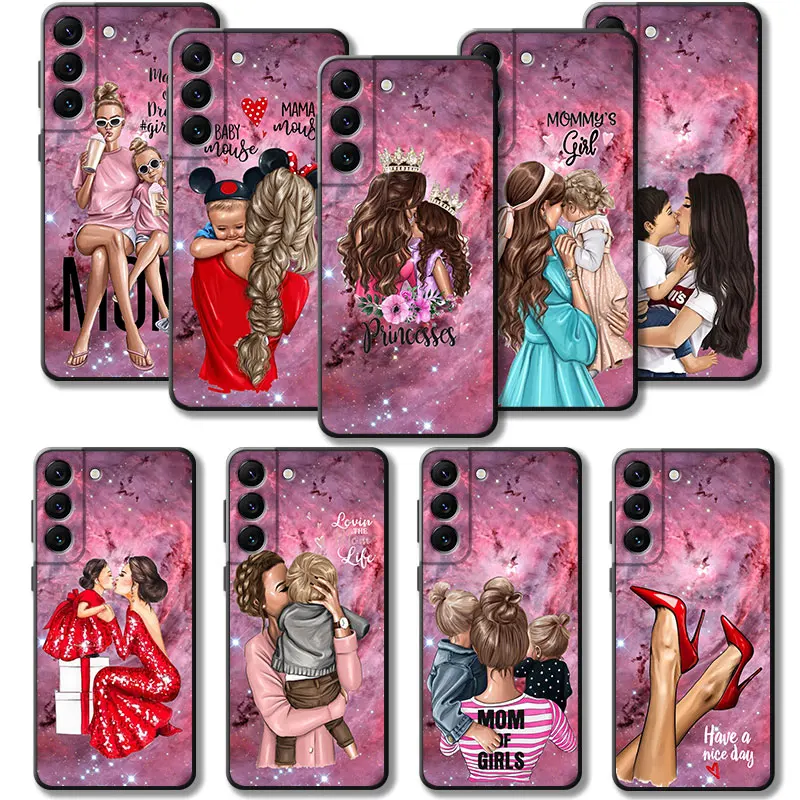 

Mom Princess Baby Girl Woman Phone Cover For Samsung Galaxy S23 S22 S21 S20 FE Ultra S10 S9 S8 Plus Note 20Ultra 10Plus Case