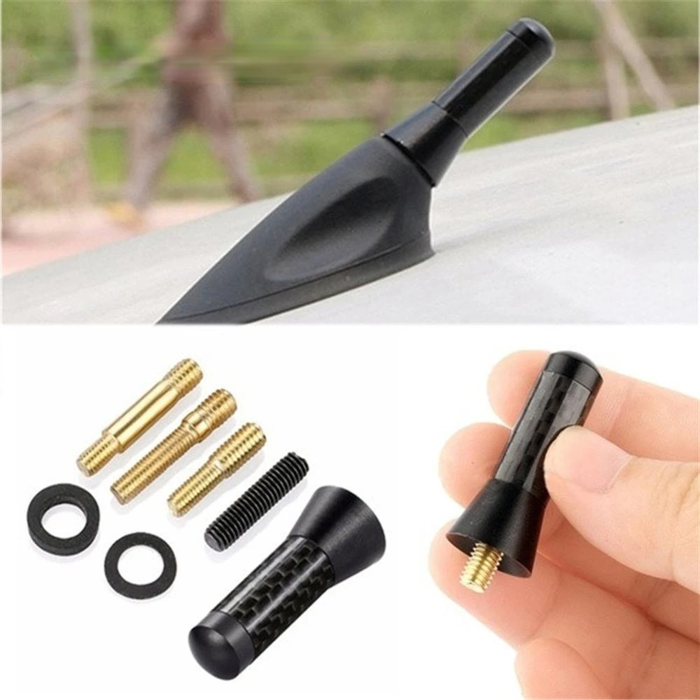 

Car Roof Antenna Enhanced Signal 1.4" Carbon Fiber Screw Metal 3.5cm Short Stubby Mast Car Radio Aerial Antenna Accessories Part