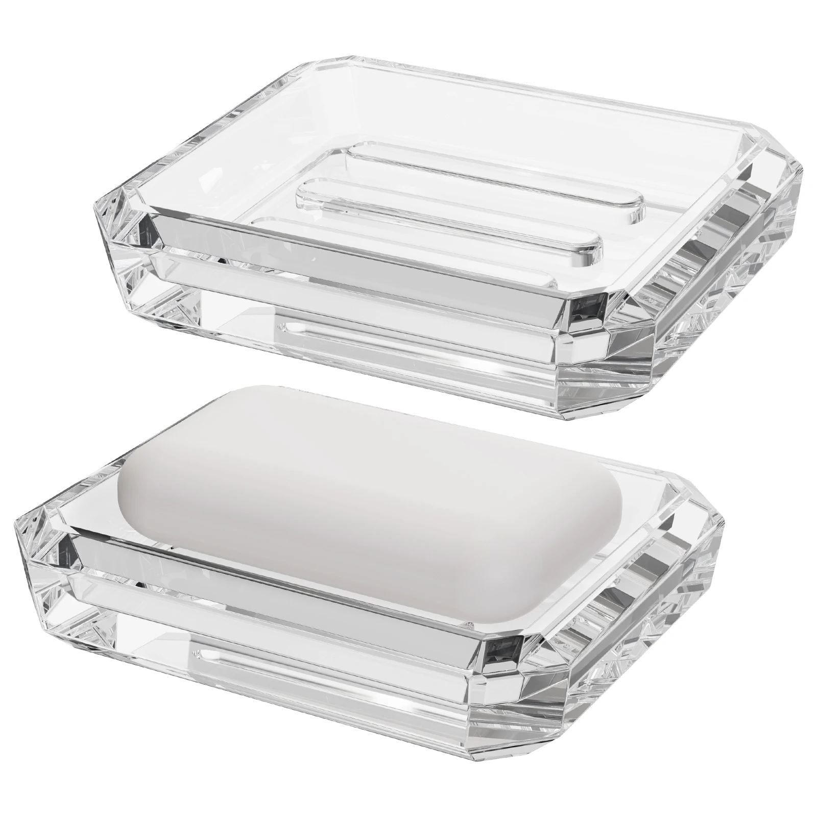 

Linkidea 2 Packs Rectangle Glass Soap Dish, Bar Soap Sponge Holder for Bathroom Shower Countertop