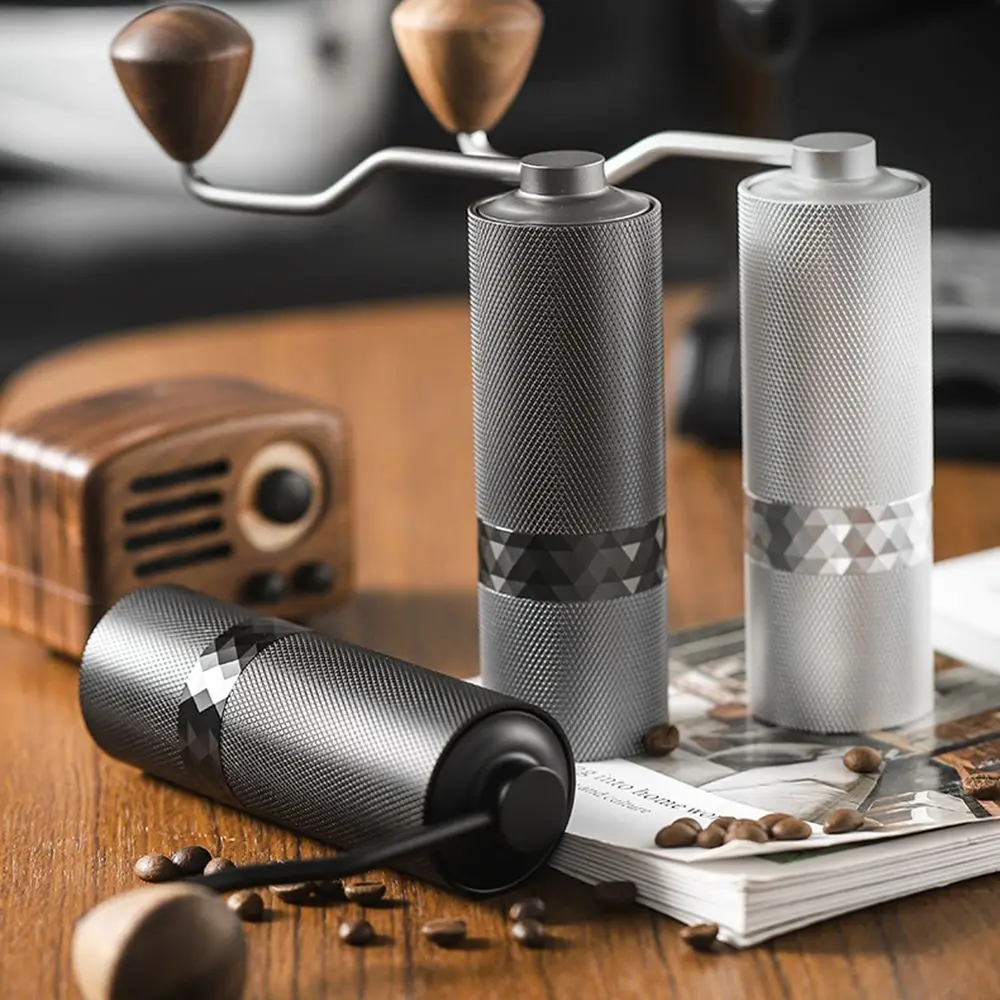

Espresso with Wood Handle Spice Coffee Bean Mill Stainless Steel Burr Adjustable Setting Manual Coffee Grinder