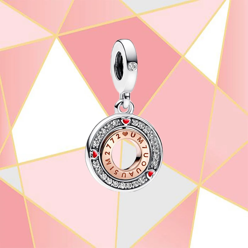 

2023 New S925 Jewelry Two-Color Metal Rotating Sweet Love Pendant Love Declaration Valentine's Day Gift for Girls