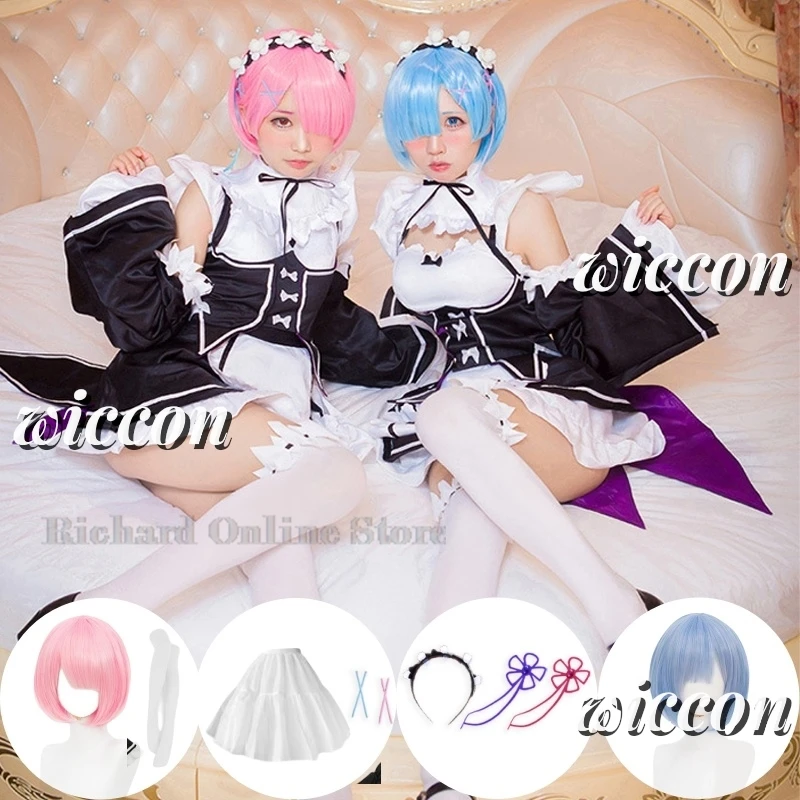 Аниме ОЗУ Рем Лолита Горничная Косплей костюмы Vestido Re:zero Kara Hajimeru Isekai Seikatsu на