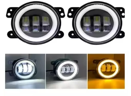 

Противотуманные фары LED Angel Eyes 4-дюймовые рабочие фары Белые DRL Янтарные противотуманные фары Светодиодные фары для внедорожных противотуманных фар Jeep