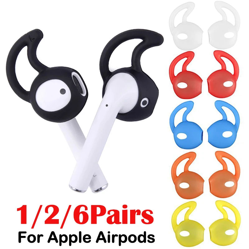 6Pairs Silicone Earbuds Case for Airpods In-ear Anti-slip Earpods Eartip Cap Protective Sleeve Ear Tips with Earhook for Airpods