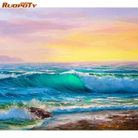ruopoty interior painting by numbers for adults waves seaside scenery diy coloring by numbers art supplies home decor
