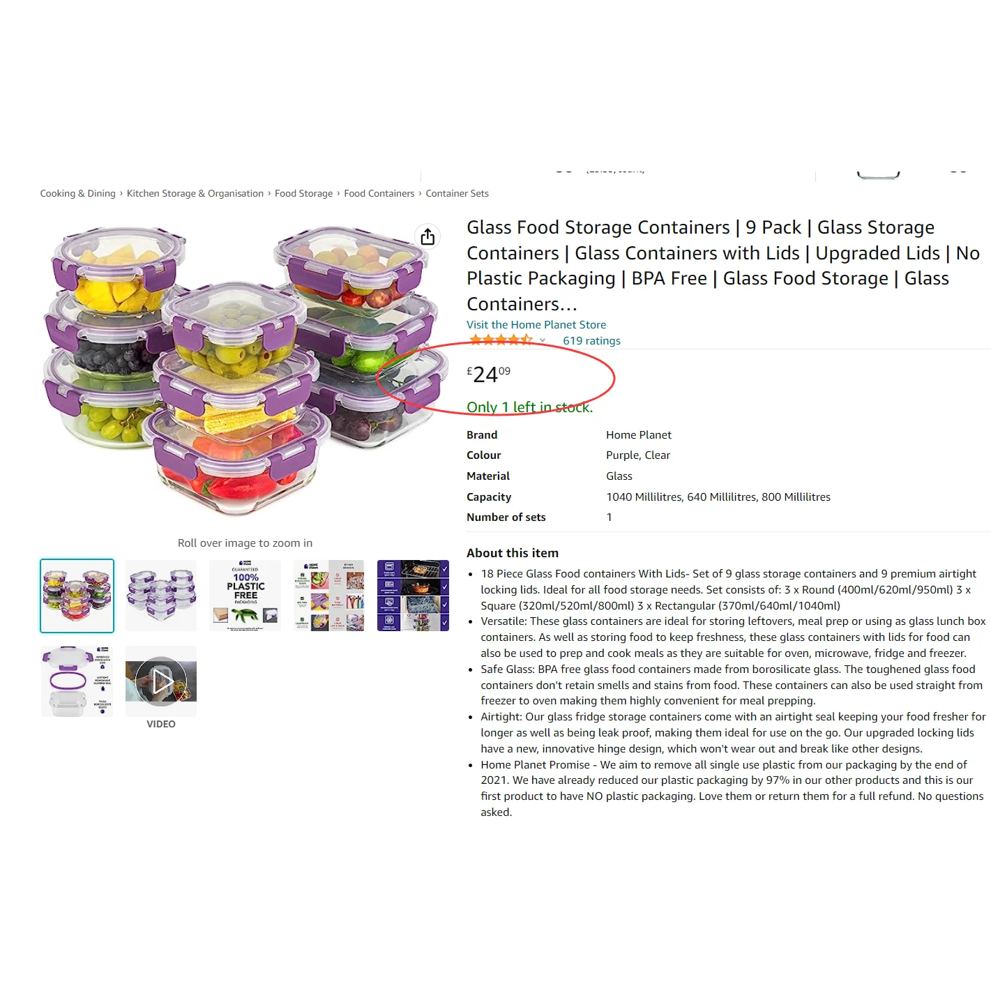 ! 9-Piece Crisper Set High Temperature Resistance Oven Microwave up to-20 ℃ to 450