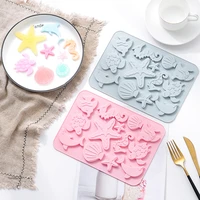 marine life 3d stereo silicone biscuit mold dolphin shell fudge chocolate mold diy baking cake decoration tool 23 416 6cm