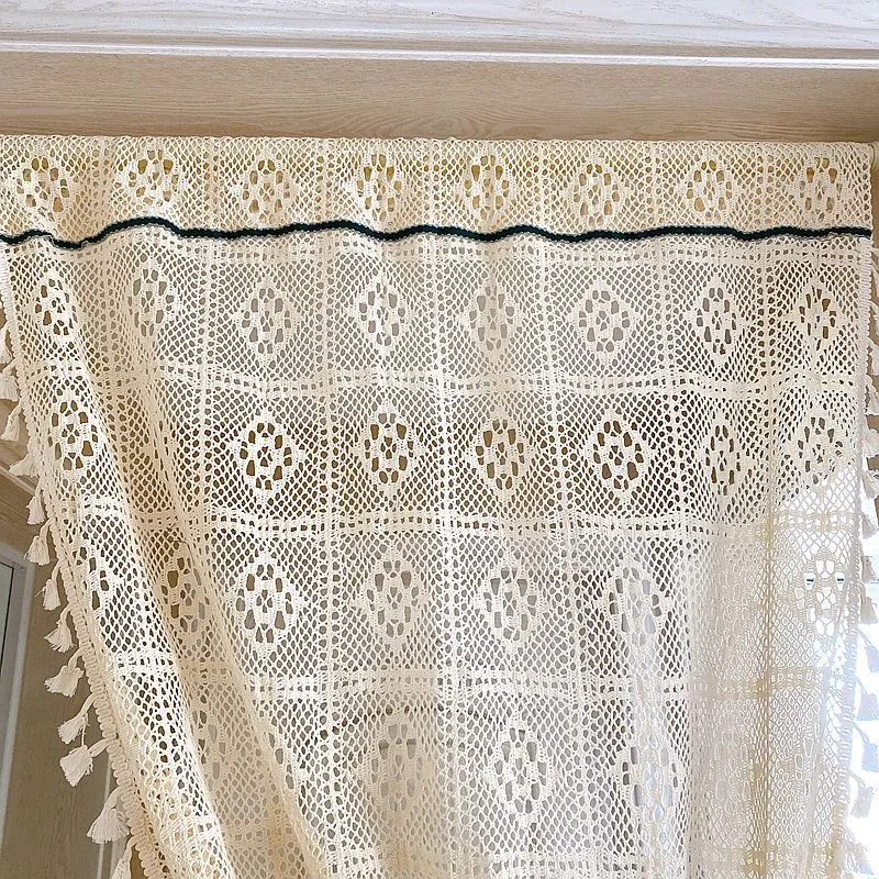 Американские кантри вязаные крючком Полые Короткие шторы для кухни ручной ромб