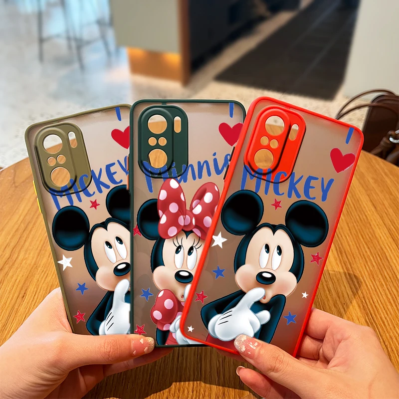 

Mickey Minnie Disney Couple Case Phone For Redmi K40 K30 K20 10 10C 9T 9C 9A 9 8A 8 GO 7 6 Pro Frosted Translucent Matte Cover