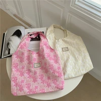 2021 shoppers canvas tote bags designer handbags for women jacquard embroidery fashion girls reusable eco designer shoulder bags