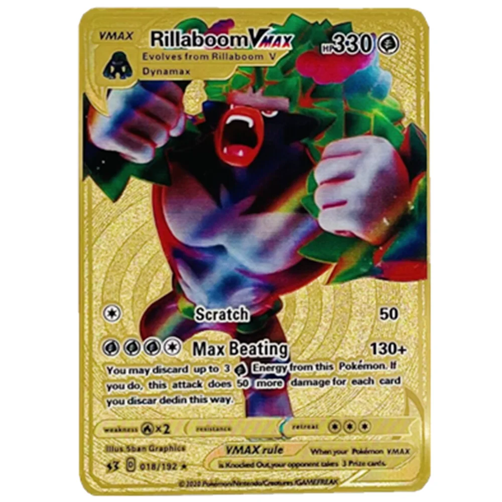 

English and French Metal HP Vmax pokemon cards Super Charizard Anime Collection Card Letters Game Children's Gifts