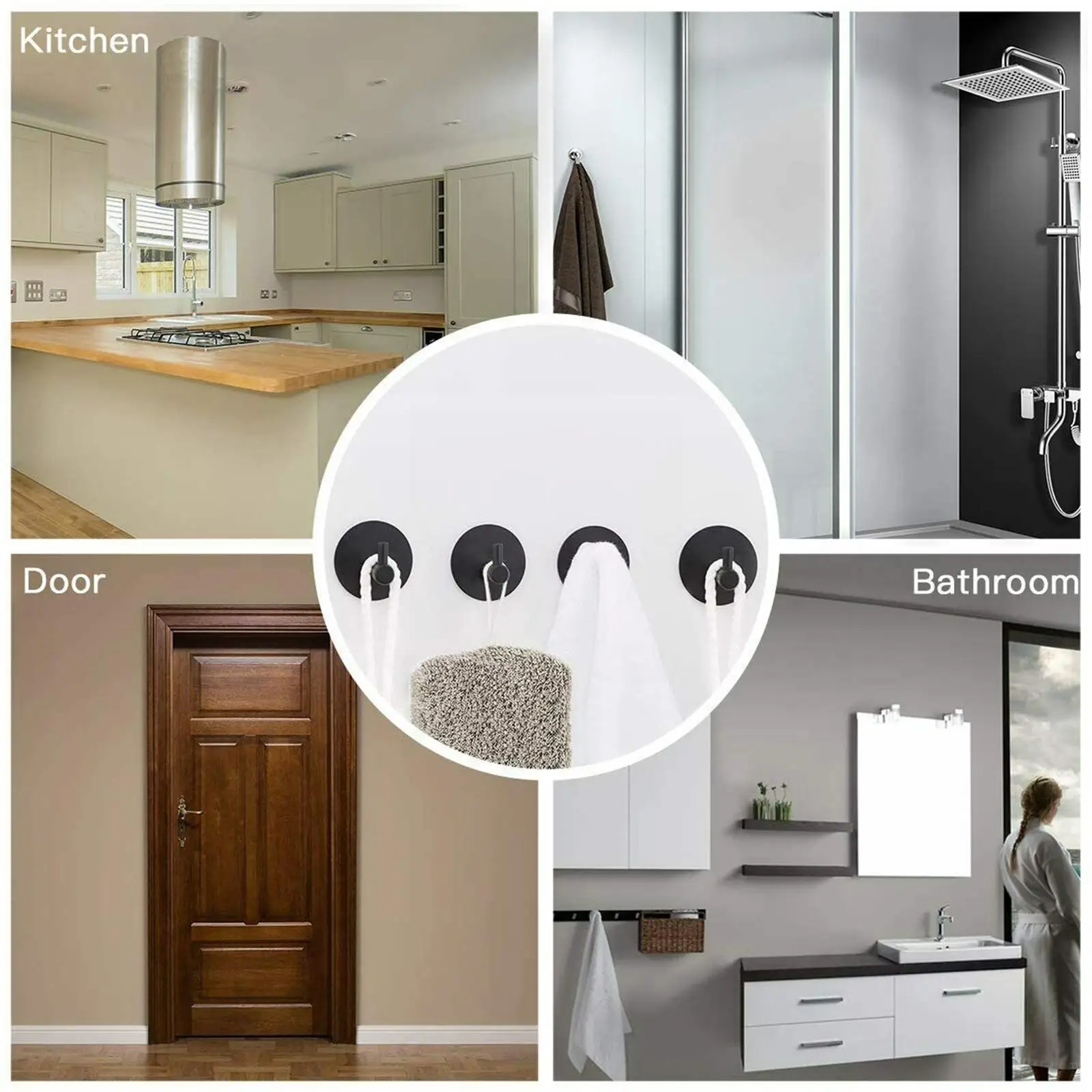 

Black Hooks For Bathroom Kitchen Hanger Steel Wall Hook For Keys Coat Towel Hook Robe Hook Bathroom Hardware A2K4