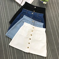 2022 summer sexy mini skirt women harajuku single buttons high waist denim skirt korean fashion casual a line jean skirts