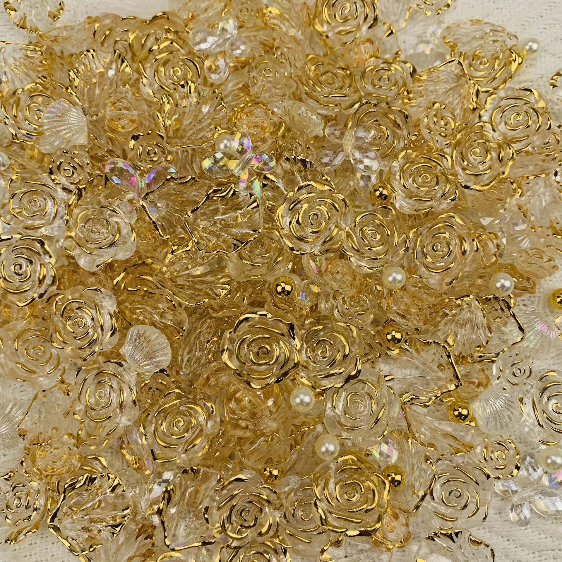 Прозрачные жемчужины 30 г/упаковка акриловые розы цветы листья плоские затычки с