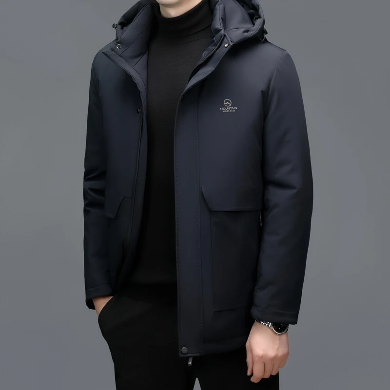 ZDT-04 Зимний мужской съемный повседневный пуховик средней длины утолщенное