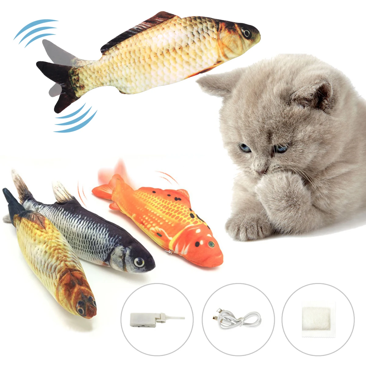 Cat Dog Toy USB Charger Fish Interactive Electric floppy Fish Cat toy Realistic Pet Cats Chew Bite Toy Pet Supplies Cats Dog Toy