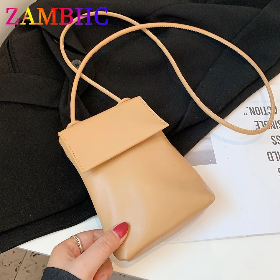 

Kawaii Mini Women's Phone Bag Super Soft Leather Cute Purses and Handbags Luxury 2022 Solid Color Female Shoulder Crossbody Bags