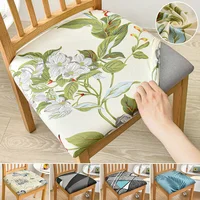 Printed Stretch Seat Cushion Cover Floral Pattern Elastic Chair Covers for Living Room Office Dining Home Decor Removable Case