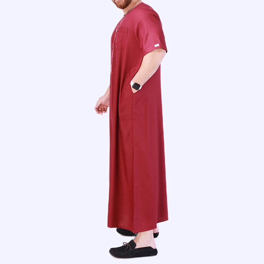 New Middle East Arabian Men's Robe Fat Loose Casual Short-sleeved Top Ethnic Costume Muslim Drees Men Islamic Prayer Clothing