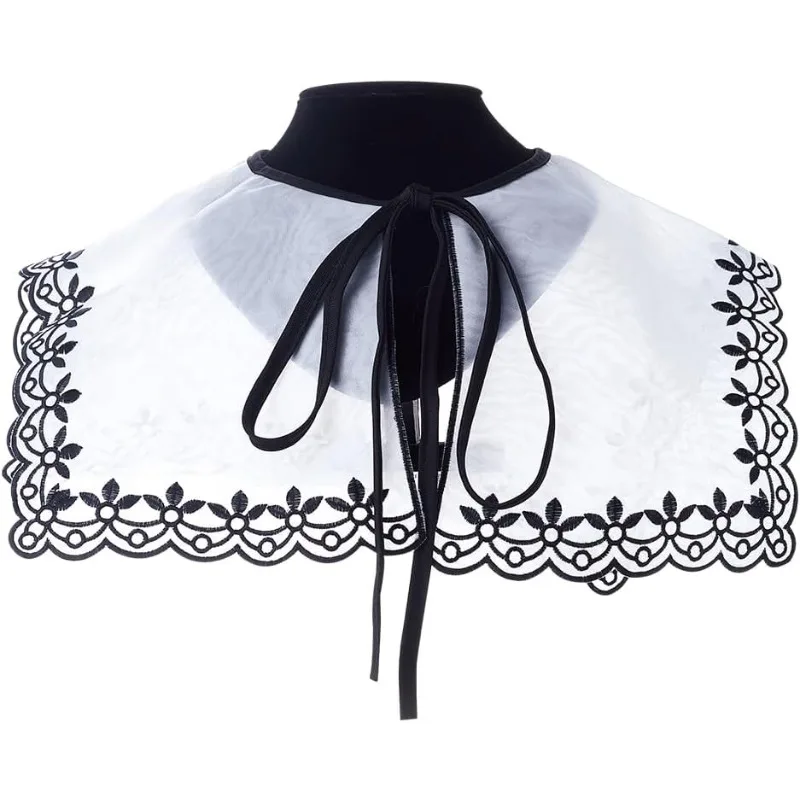 1 шт. съемный воротник из органзы с цветочной вышивкой