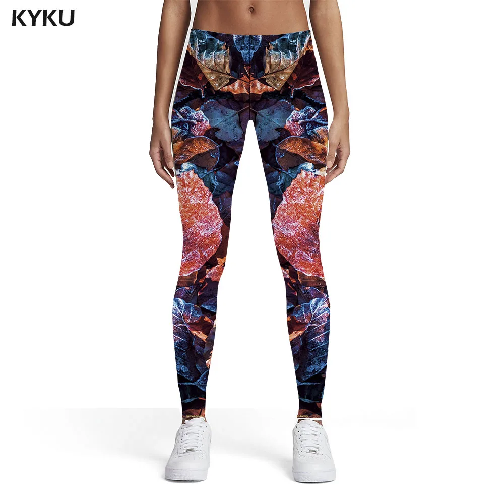 

KYKU Leaves Leggings Women Colorful Trousers Sun Sexy Harajuku Printed pants Womens Leggings Pants Fitness Bodybuilding Skinny
