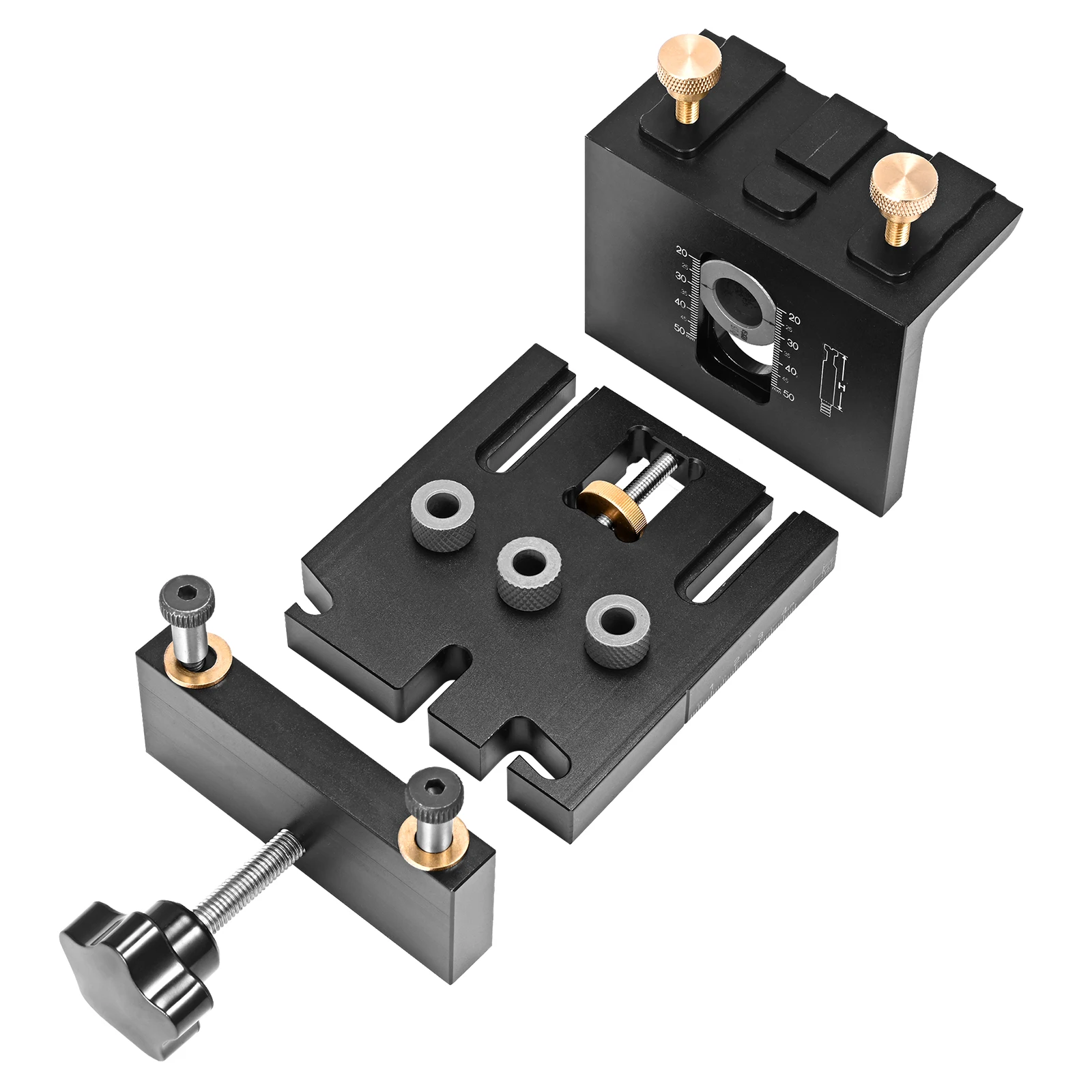 

Pocket Hole Jig Kit Tool 3 in 1 Woodworking Doweling Jig Kit with Positioning Clip Adjustable Drilling Guide Puncher Locator