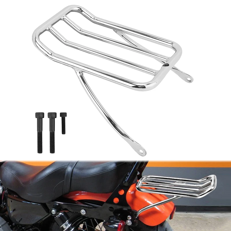 

Motorcycle Chrome Luggage Rear Carrier Luggage Rack For Harley Sportster XL 883 1200 48 72 2004-up
