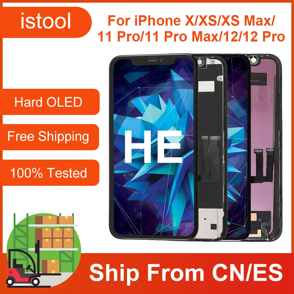 

HE Grade For iPhone X XS XS Max Hard OLED 12 Pro With 3D Touch Digitizer Assembly Screen Replacement Display Pantalla 11 Pro Max