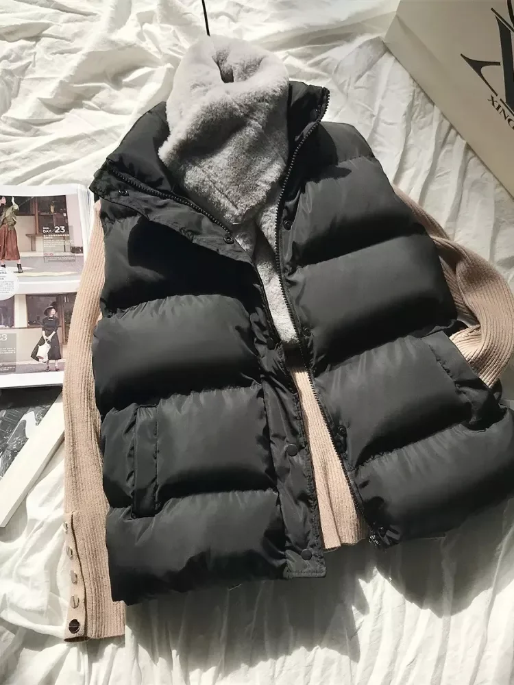 

New in 2022 Winter Warm Cotton Padded Puffer Vests Sleeveless Parkas Jacket
