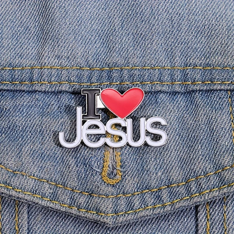 

I LOVE JESUS Letter Brooch Pin Metal Badges Lapel Pins For Clothings Decor