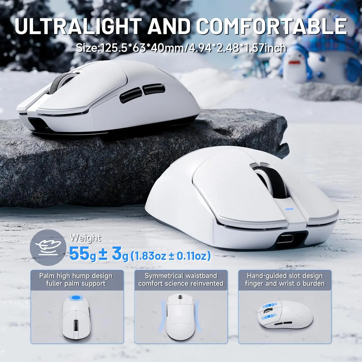 Фото Беспроводная игровая мышь ATTACK SHARK X8SE X8 Ultra с сенсором PAW3950MAX 42000 DPI, оптическим датчиком 8000 Гц Nordic 52840, эргономичная №3
