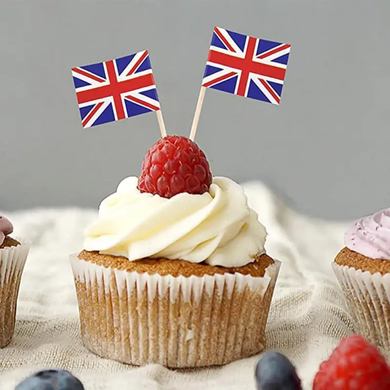 

Wooden Cake Decoration National Flag Toothpick Flag Disposable British Flag Toothpick Flag Toothpicks Party Sticks
