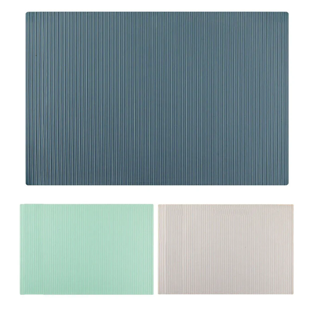 Striped Drain Table Mat Kitchen Countertop Silicone Insulati