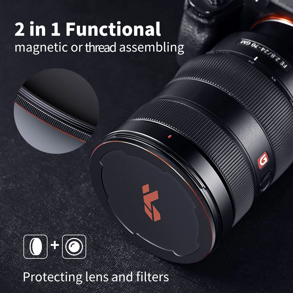 K & F Concept-tapa de filtro de lente de cámara magnética de Metal, filtro de difusión de niebla de neblina negra, ND CPL fijo