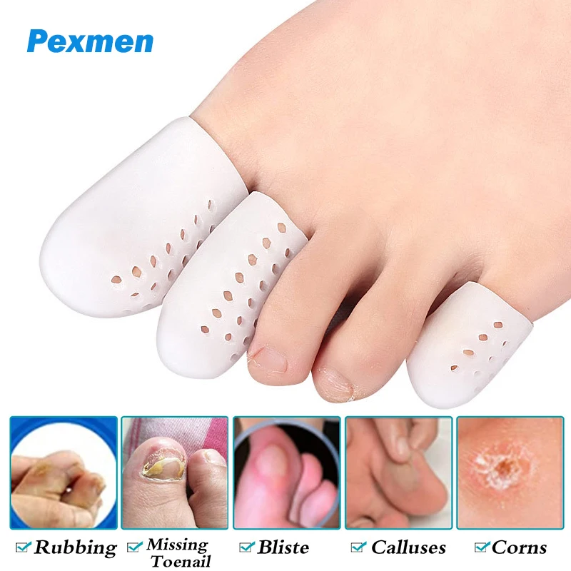 

Pexmen 2Pcs Gel Toe Protector Silicone Toe Caps Toe Sleeve Protectors Prevent Pain for Corns Blisters and Ingrown Toenails