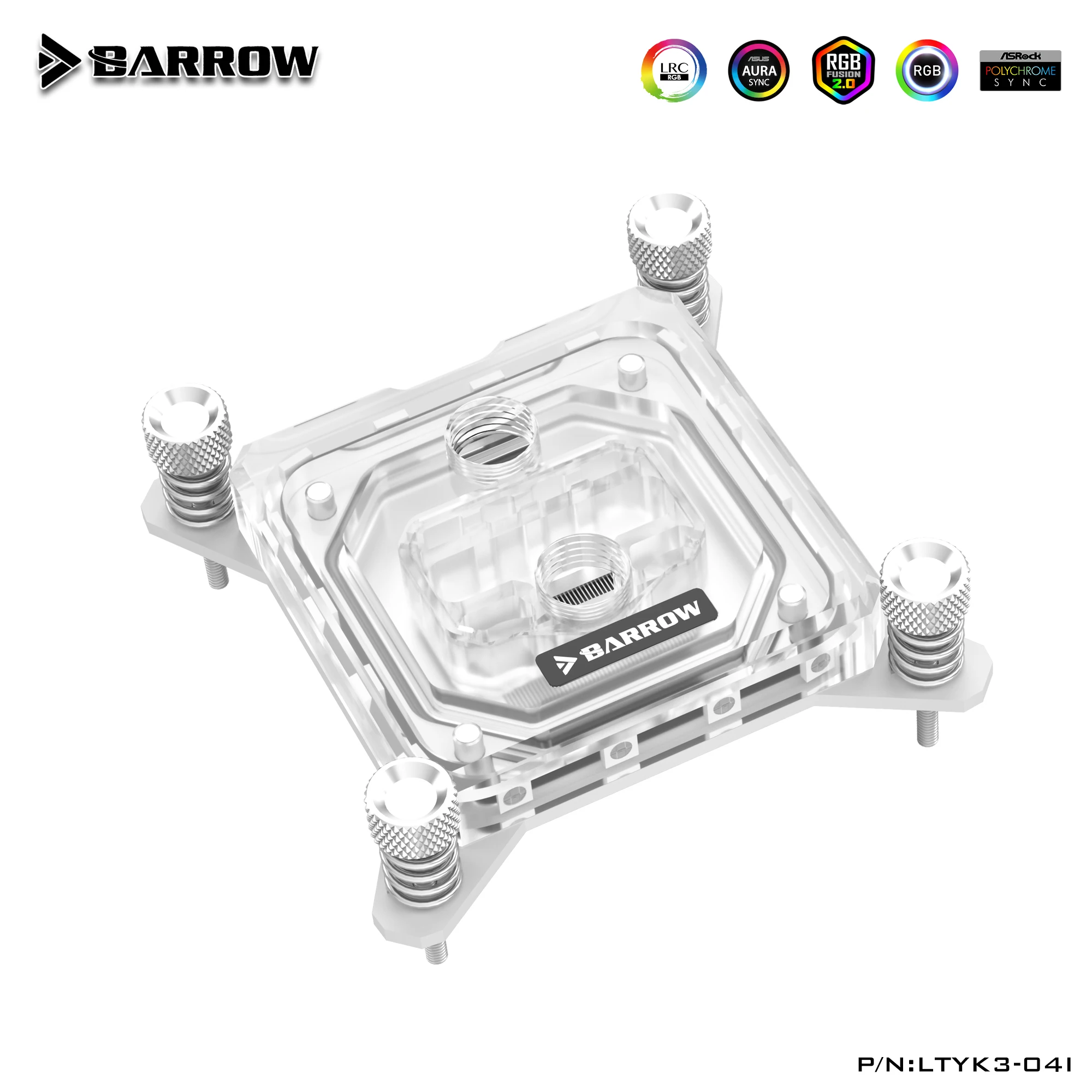 Barrow LTYK3-04I для Intel Lga115x/1700/1200/x99/x299, водяные блоки для процессора, акриловый микрорежущий микроводный блок водяного охлаждения