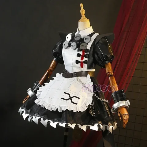 Костюм для косплея Corin Wickes, парик, сумка, игра Zenless Zone Zero, готическая юбка горничной, зеленый двойной хвост, цепочка для волос, фартук, носки