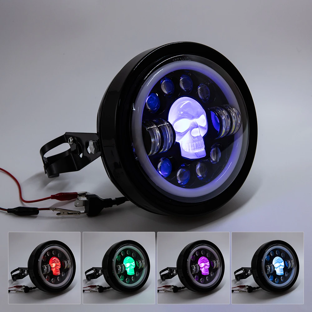 Фото 7-дюймовая круглая светодиодная фара RGB для мотоцикла с ближним/дальним светом, указателем поворота и дневными ходовыми огнями (DRL) для Honda Shadow VT VT1100 VT750 VT600 VF750 №5