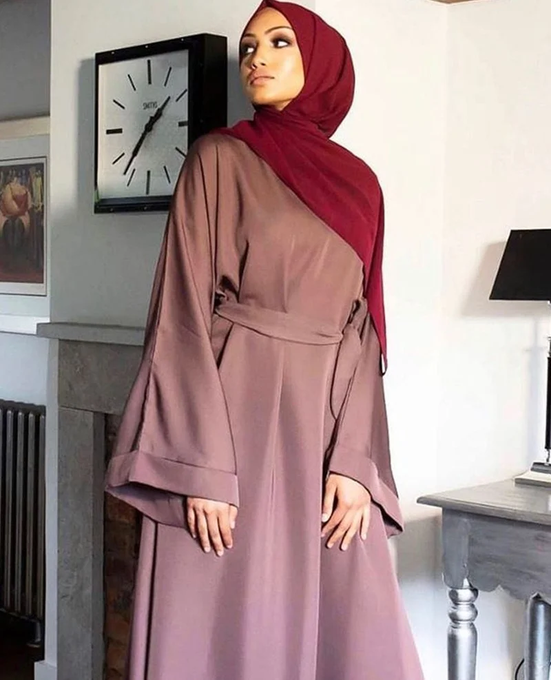 Plus Size Bandage Muslim Dress Abayas for Women High Waist Robe Caftan Marocain Abaya Dubai Islam Robe Eid Mubarak Ramadan Wear