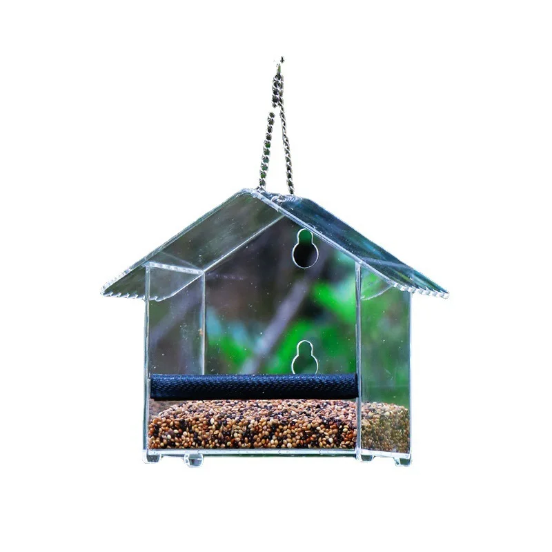 

New Product Wholesale Multi-Style Acrylic Bird Feeder Balcony Bird Food Box Removable Acrylic Bird Feeder