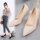 Женские туфли, новинка 2021, женские туфли с острым носком, женские замшевые туфли на высоком каблуке-шпильке, Женская однотонная обувь, подходящая ко всему профессиональная рабочая обувь