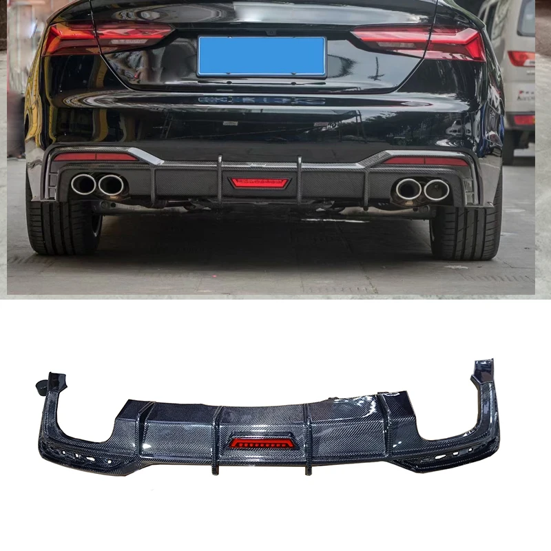 

For 2021-2022 Audi A5 S5, refit the real high-quality carbon fiber diffuser four out tail throat rear spoiler