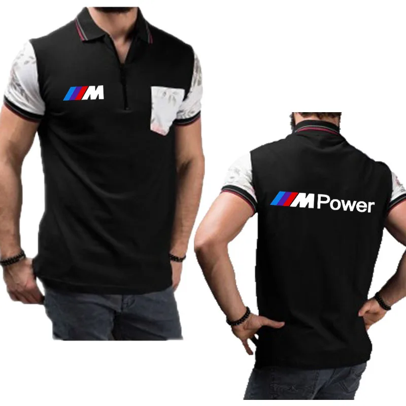 

100% Cotton Summer Men's Polo Shirt BMW sports car logo print High quality business casual men's polo shirt male Tees