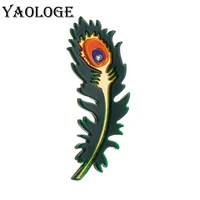 yaologe acrylic peacock feather brooches for women kids new design cartoon resin badges chest pins accessories jewelry gift