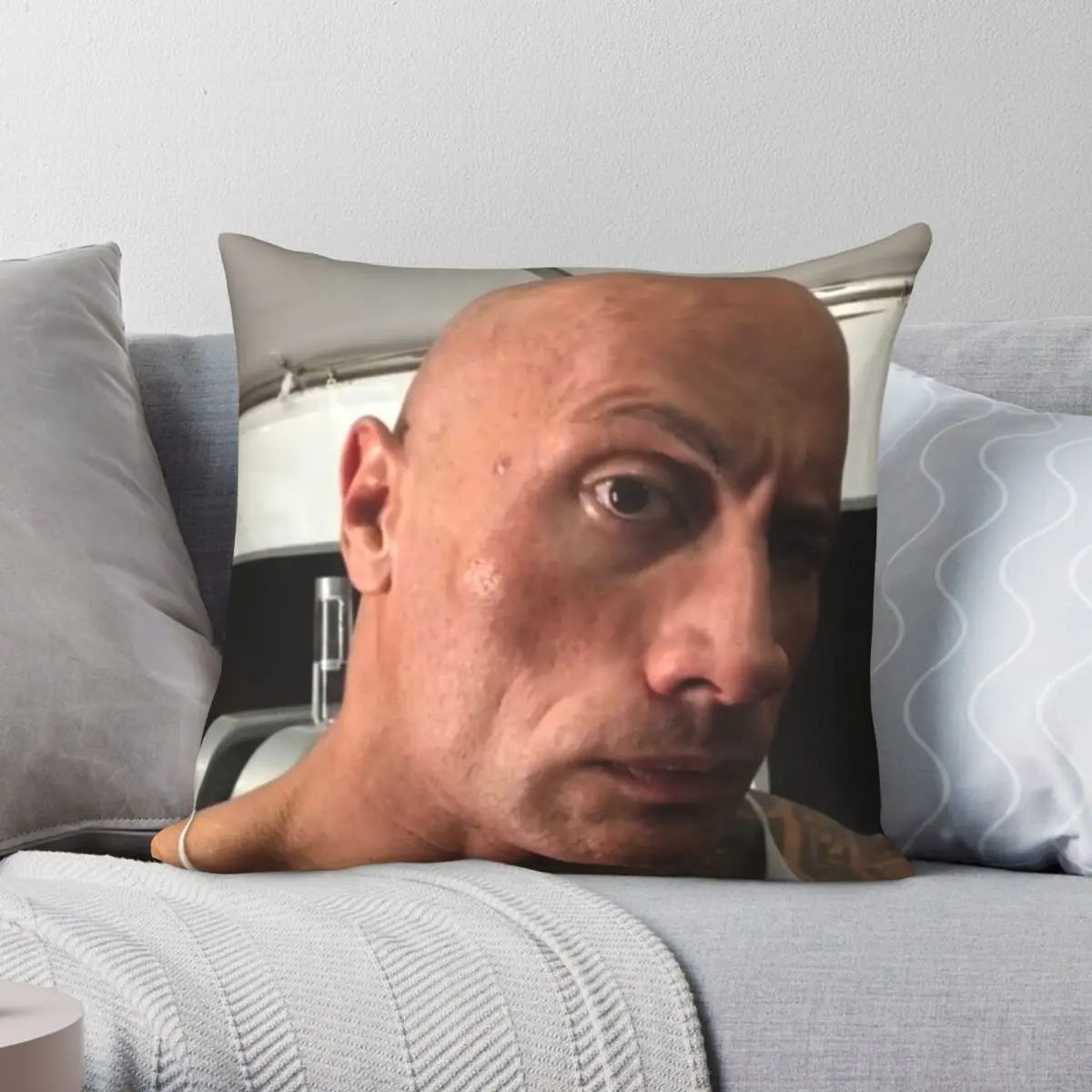 

The Rock Eyebrow Meme Pillowcase Polyester Linen Velvet Printed Zip Decor Throw Pillow Case Home Cushion Cover